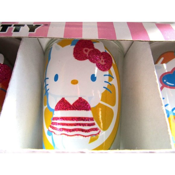 Hello Kitty Glitter Bathing Suite Beach Pool Theme Four Shot Glass Set NIB - Picture 4 of 13